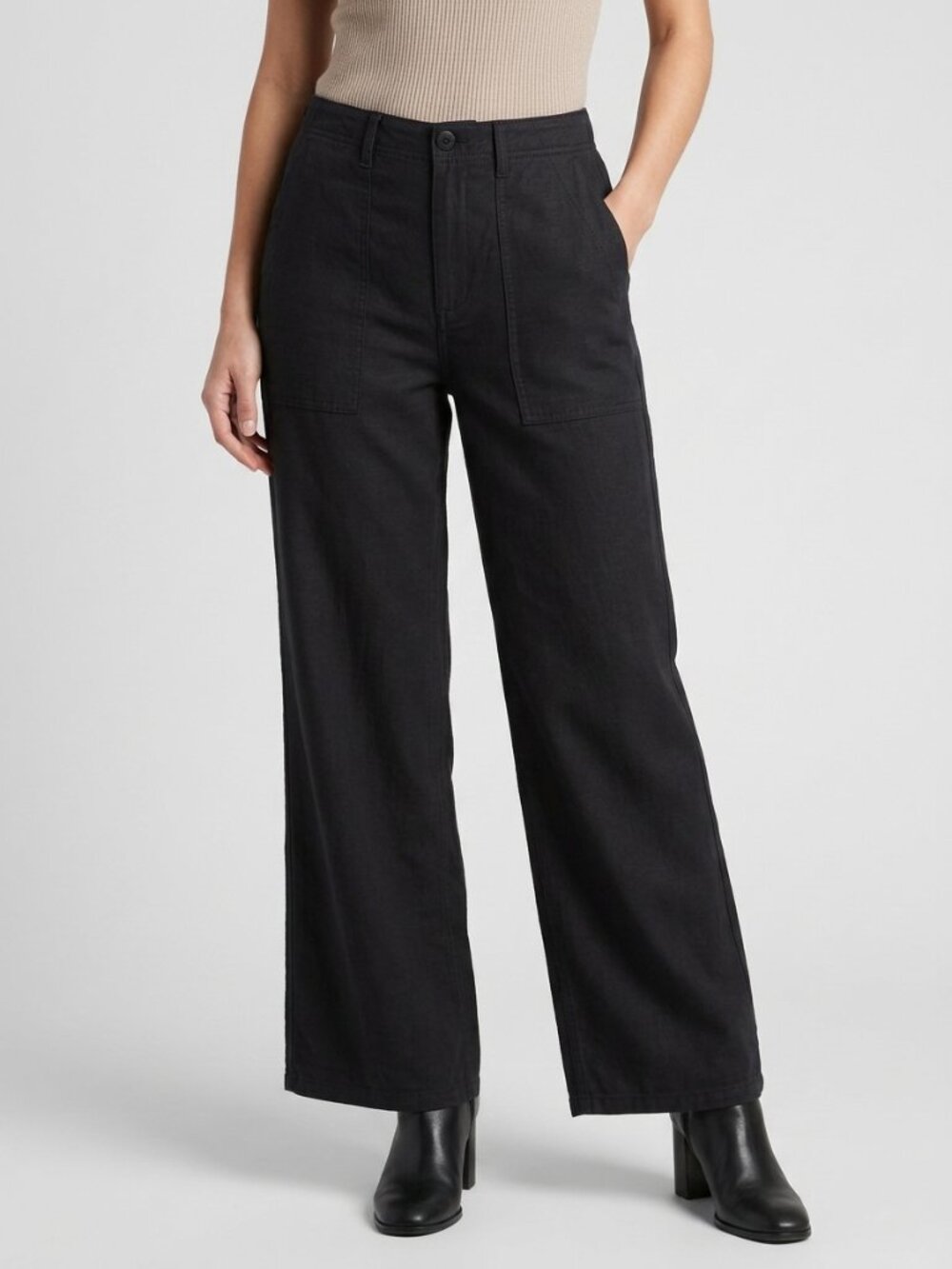 Kensie Wide Leg Utility Pants 6 Black Draped Trouser NWT